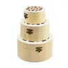 Caschetti per gioielli 3pcs Flower and Hollow Pattern Cap Wood Box Memorial Memorial Reg Regone Gor Domeni uomini bambini