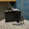 Spilla da balia Strass impreziositi da cristalli Décolleté Scarpe con tacco alto Sandali con punta a punta Designer di lusso da donna Scarpa elegante con cinturino Scarpe da sera da fabbrica