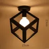 S Luz retro pendente e27 loft interno para quarto Lâmpada de teto de ferro vintage corredor corredor 110V 220V preto 0209