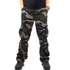 Herenbroek heren camouflage lading katoen casual losse multi-pocket rechte poot buiten poten buiten mannen broek plus size sport militair