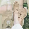 مصمم Loropiana Shoes Lucky Shoes Leather Women Women's Shoes Shoes Autumn Cashmere Suede Flat Sole Sole Single Shoes