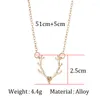 Pendant Necklaces Christmas Elven Deer Horn Necklace For Women Fashion Animal Sika Zircon Collar Chain Jewelry Gifts