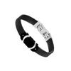 Charm Bracelets Moocare Dark Black Simple Jewelry Buckle High Quality Stainless Steel Bracelet Leather Men's Gift