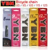 YBN -kedjor MTB Mountain Road Bike Chians 8/9/10/11 Speed ​​Hollowed Bicycle Chain 116/128 Länkar Silver S11s för M7000 XT 0210