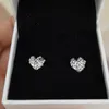 Vintage Love Heart Stud Earring för Pandora Authentic Sterling Silver Wedding Jewelry for Women Girl Girl Gift Party Earrings With Original Box