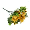 Fleurs décoratives 7 fourchettes bricolage matériel de guirlande tournesol jaune artificiel fleur de mariage fournitures de fête de fête accessoires de décoration de la maison