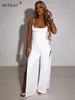 Women's Jumpsuits Rompers Articat Sexy Backless High Slit Bandage Women Jumpsuits White Spaghetti Strap Elegant Jumpsuit Female Summer Slim Party Clubwear 230210