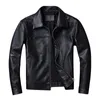 Men's Leather Faux Leather Men's Top Layer Cowhide Motorcycle Suit Large Size addition Cotton Leather Jacket Lapel Casual Coat 230209