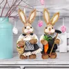 Outras festas festivas suprimentos 2 peças Straw Easter Rabbit Decoration com roupas P O Props Crafts Bunny 230209