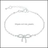 Lien Chaîne Bracelet En Or Ethnique Minimaliste Charme Bracelets Femmes Bijoux Femme Fille Mignonne Pseira Double Bowknot Dainty Mince Arc Dro Dh07W