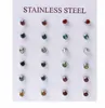 12 paren roestvrijstalen geboortesteen stud 4 mm mix kleuren kristallen diamantmacht oorbellen ingesteld voor vrouwelijke meisjes