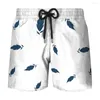 Men's Shorts Summer Men's Beach Pants 3D Printing Feather Leaves Fashion Home Waist Lace Up Short