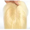 Toppers de cheveux humains synthétiques blonds 613 avec frange 18 pouces pour femmes, clips en pièces blanchis pour couverture blanc Remy 2302105275171