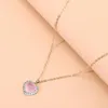 Pendentif Colliers Collier Coeur Rose Pour Femmes Amoureux Cristal Clavicule Chaîne Chocker Dropship