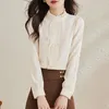 Women's Blouses Chiffon Women's Summer 2023 Solid Shirts Loose Long Sleeves Chinese Style Top Fashion Spring O-Neck Casual Clothing