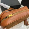 Women Nubuck Rubbed Cowhide Leather Camera Bag Chevron line V-stitc Quilted Purse Tassel Adjustable Shoulder Strap Crossbody Shoulder Cosmetic Case Handbag 23CM