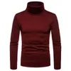 Herrtröjor 2023 Herrens hösten Turnleneck Pullover Solid Color Sweater Thin Stretch Slim Long Sleeve T Shirt Men Tee Tops Clothing My235