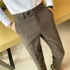 Men's Suits & Blazers Stretch Plaid Dress Trousers Men Slim Fit Suit Pants Length Formal Business Summer For 29-35Men's