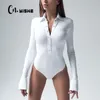 حلية النساء rompers cnyishe sexy bodysuit نساء أزرار الأكمام السوداء الطويلة رومومز بذلة المرأة غير الرسمية pounduits catsuit sails 230209