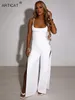 Womens Jumpsuits Rompers Articat Sexy Backless High Slit Bandage Women Jumpsuits White Spaghetti Strap Elegant Jumpsuit Female Summer Slim Party Clubwear 230210