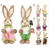 Outras festas festivas suprimentos 2 peças Straw Easter Rabbit Decoration com roupas P O Props Crafts Bunny 230209