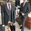 Mens Suits Blazers Groom Wear 3 Peças Men Grey Men Slim Fit Lapel One Button Tailor fez Terno Masculino JacketPantsvesttie 230209