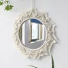 Tapissries Boho Macrame Round Mirror Decorative Mirrors Eesthetic Room Decor Hanging Wall Mirror For Bedroom Living Room House Decoration 230209