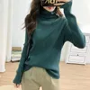 Frauen Pullover 2023 Herbst Winter Dünne frauen Pullover Rollkragen Gestrickte Tops Enge Jumper Koreanische Grün Schwarz Weiß Braun weiblich