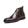 2023 British Brown Gentleman Brogues Shoe Comfortable Business Wear Shoes Men Soft Corporate Formal Boots Leather Sapato Social