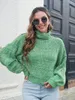 Women's Sweaters Ladies Fashion All Match Tops Women Autumn Winter Turtleneck Colorful Blend Balloon Sleeve Loose Chic Sweater For Female