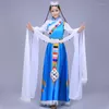 Trajes de baile nacional Zang de manga larga para escenario para mujeres y hombres, ropa tibetana clásica antigua china, ropa de actuación