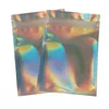 holographic packaging bags PET laser color Aluminum Foil bag Resealable Zip bag One side clear Back plastic packing bag Pouches