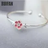 Bangle Ruifan Fashion Pink Flower Open Cuff Armband Bangles For Women Women Girls Armband Trendy Jewelry PolSeras YBR096BangleBangle