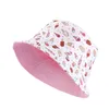 New Kids Toddler Reversible Bucket Hat Summer Baby Hat Boy Girl Cotone Protezione UV Berretto da sole Berretto da spiaggia con stampa di dinosauro dei cartoni animati