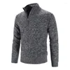 Herrtröjor 2023 Autumn Winter Men's Sweater Pullover Artificial päls semi -blixtlås stickad tjock kappa varm avslappnad