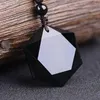 Pendentif Colliers Mode Bijoux Chanceux Bénédiction Collier Noir Obsidienne Amulette Forme Hexagramme