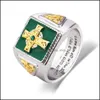 Cluster Rings Ireland Celtic Blessing Ring Cross Grandmother Green Male Drop Delivery Jewelry Dhwg8