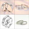 Couple Rings Fashion Love Ring Sierplated Loveshaped Creative Square Opening Adjustable Party Gift Jewelry Drop Delivery Dhwae