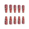 False Nails 24pcs Press On Red Full Cover Long Coffin Christmas Santa Claus Snowflake Fake