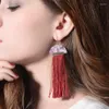 Dangle Earrings Bulk Price Red Cotton Tassel Fringe 2023 Ethnic Acrylic Long Drop For Women Jewelry