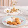 Assiettes Bone China Cake Stand Petit Déjeuner Assiette En Céramique Après-midi Thé Snack Dessert Plateau De Service Nordic Assiette Vaisselle DF50TP