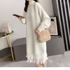 Casual Dresses Women's Woolen Dress Mid Long Sleeve Over the Kne Lazy Wind Loose Patchwork Pullovers Tröja Kvinnor