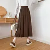 Skirts Brown Long Y2K Autumn 2023 Vintage High Waist Black Pleated Skirt Women Plus Size Korean Fashion Midi Girls Gray