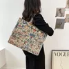 Evening Bags Large Capacity Tote Luxury Designer Handbags For Women Brand Jacquard Embroidery Canvas Shoulder Big Shopper 230210