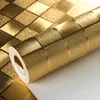 Wallpapers Non Adhesive Wallcoverings 3D Pattern PVC Wallpaper Living Room Waterproof Wall Paper 5m2 Square Plaid Gold Silver Blue