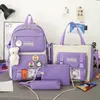 Bolsas da escola 4pcsset adolescente menina de tela mochila para lady kawaii mochilas de estudante garotos totas de totas bola rucksack 230210