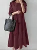 Casual Dresses Women Summer Sundress Fashion O Neck Half Sleeve Holiday Dress Oversized Beach Robe Femme Ruffles Midi VestidosCasual