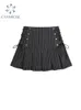 Skirts Y2k Pleated Skirt Women Sexy High Waist Grey Stripe Bandage Mini Skirts Summer A Line Skirt Vintage Harajuku Streetwar 230209