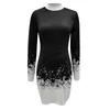 Casual jurken kerstjurk vrouwen lange mouw ronde nek sneeuwvlok print bodycon jurk kerstfeest elegante dames slanke kledingvestidos 230210