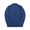 Jackets masculinos Menas Moda Planta Planta Azul Blue Cargo Casaco Um peito de peito único Jaqueta indigo de mangas compridas com bolso de trabalho masculino